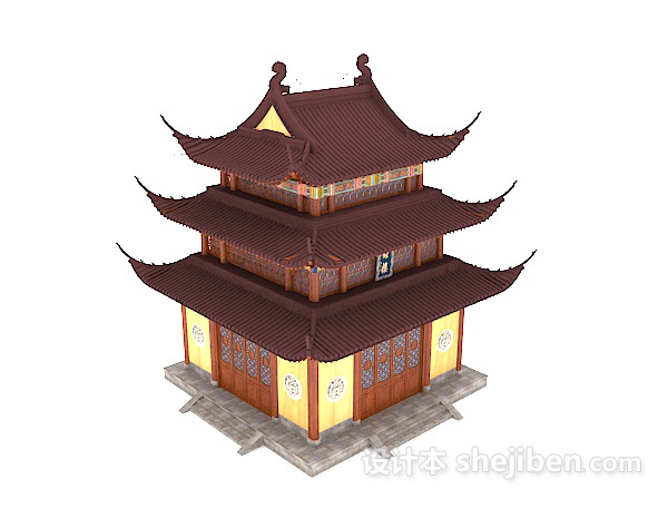 中式风格古建3d模型下载