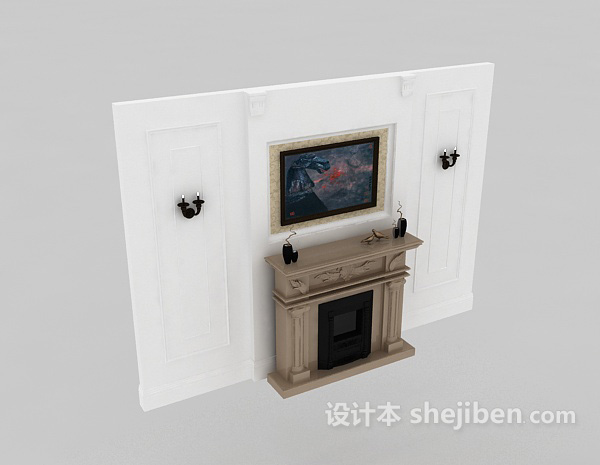 壁炉组合3d模型下载
