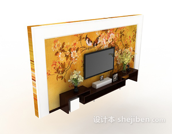 电视背景墙3d模型下载