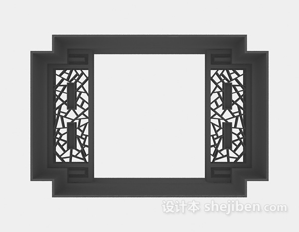 中式窗框3d模型下载