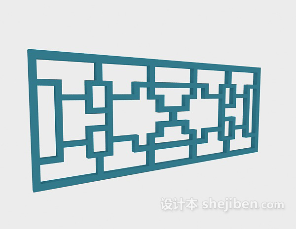 中式窗格3d模型下载