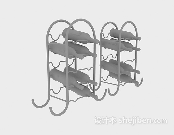 红酒铁艺酒架3d模型下载