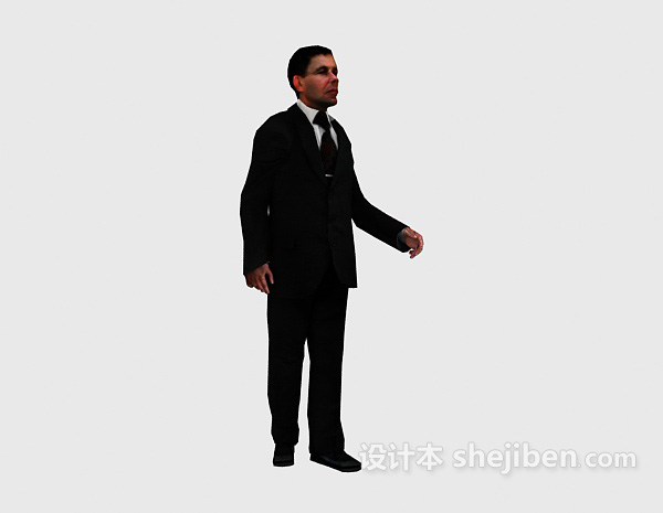 西装男人走姿max人物3d模型下载