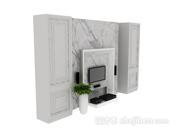 白色max墙体建3d模型下载