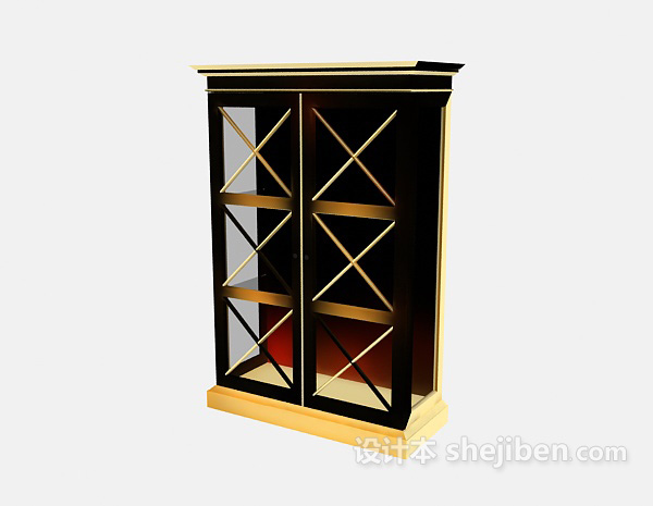 欧式玻璃酒柜3d模型下载