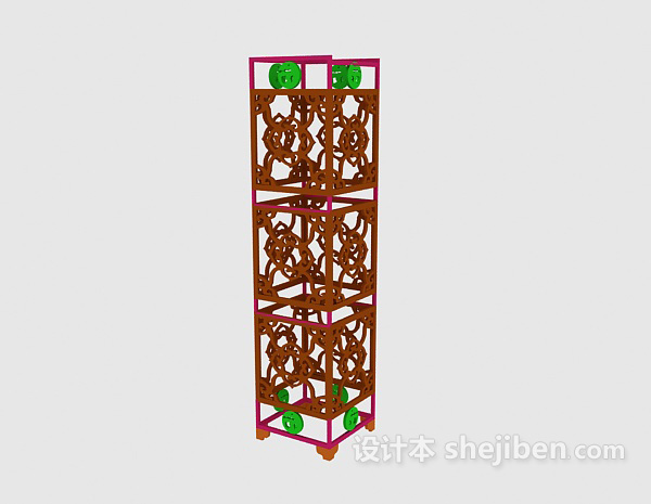 中式落地灯3d模型下载