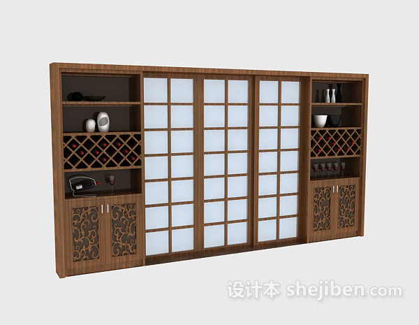 酒柜3d模型下载
