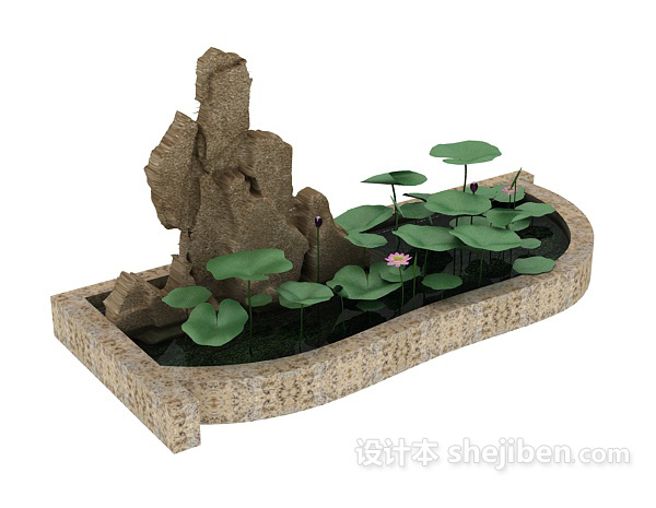 水池假山3d模型下载