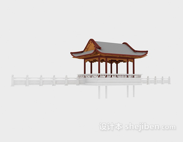 中式亭子3d模型下载