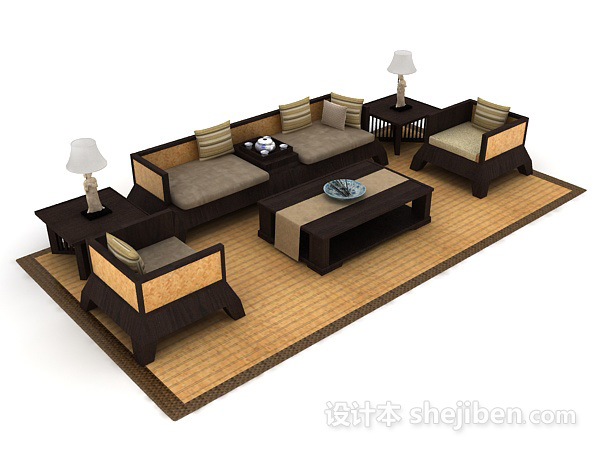 沙发组合3d模型下载