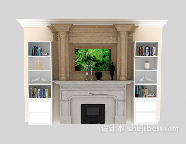 现代电视背景墙3d模型下载