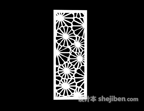 中式圆形雕花板隔断3d模型下载