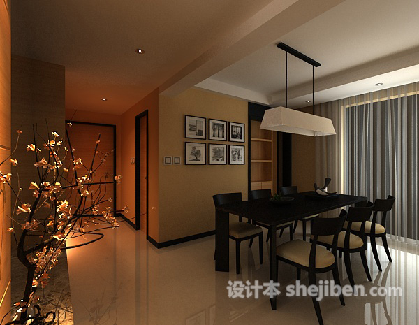 餐厅桌椅3d模型下载