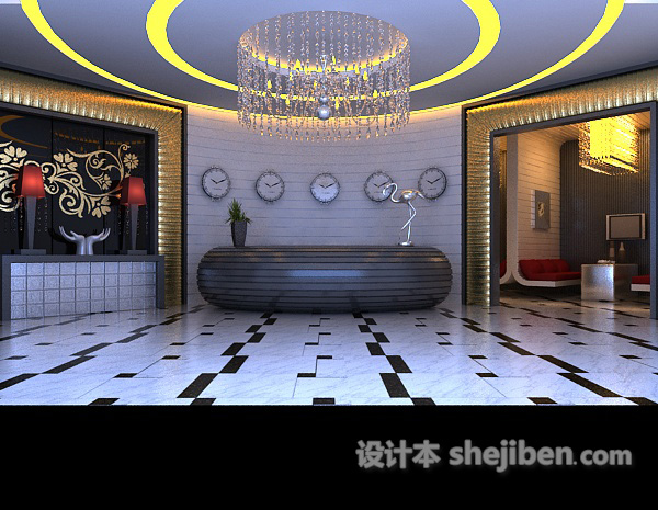 前台接待区3d模型下载