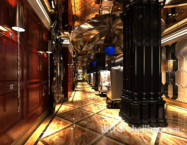 高档欧式豪华餐厅3d模型下载