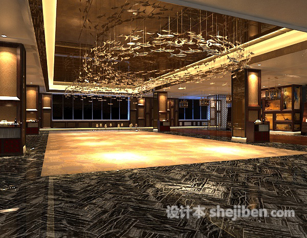 工装餐厅3d模型下载