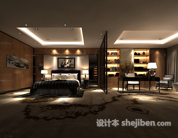 现代卧室隔断3d模型下载