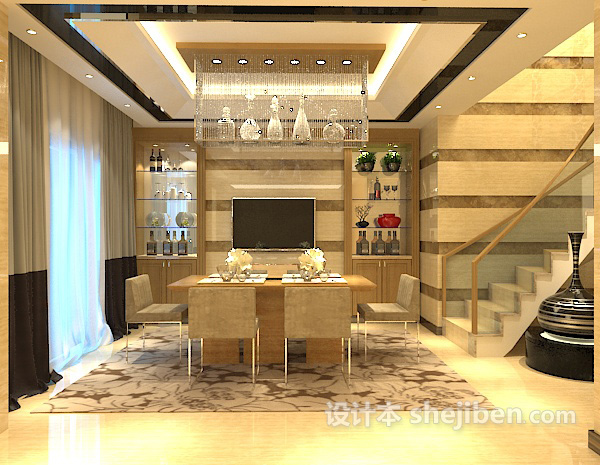 家装餐厅吊灯3d模型下载