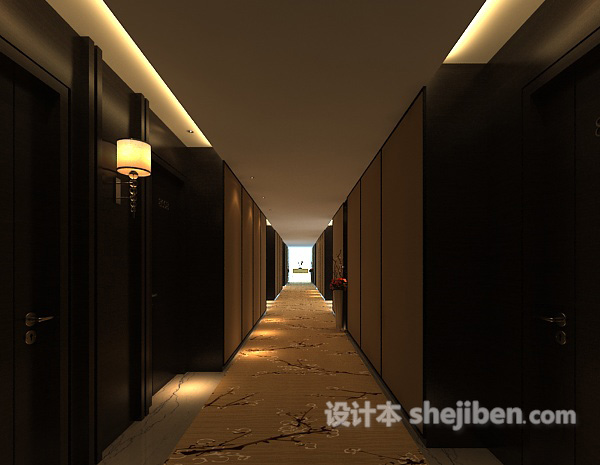 宾馆房间过道3d模型下载