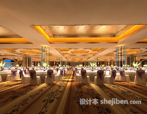 工装宴会大厅3d模型下载