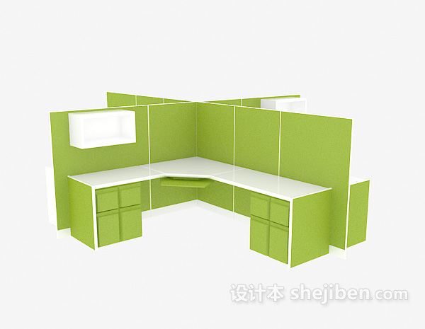 绿色办公单元3d模型下载