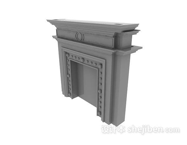 灰色家居壁炉3d模型下载