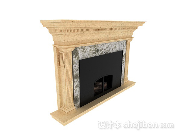 简约石材壁炉3d模型下载