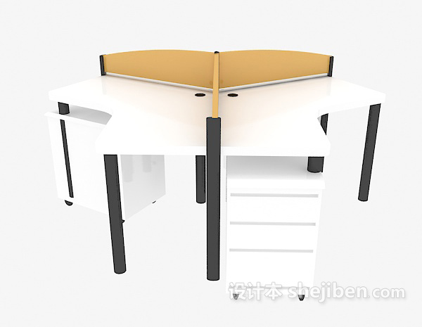 简约朵人办公桌3d模型下载
