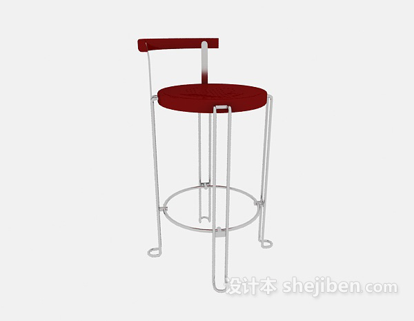 红色高脚椅3d模型下载