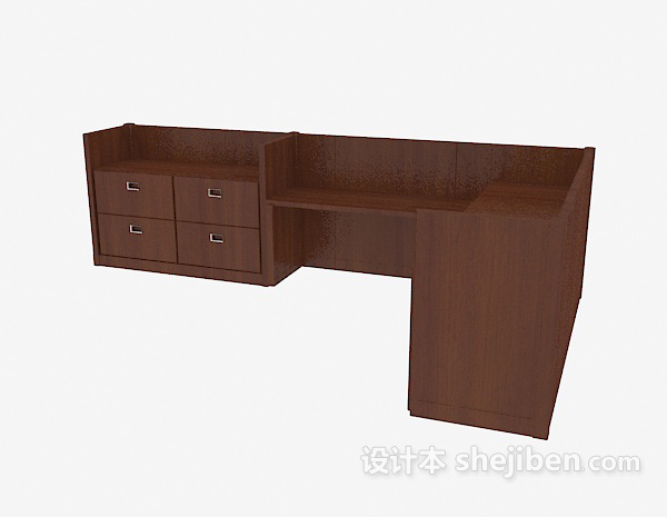 折角式办公桌3d模型下载