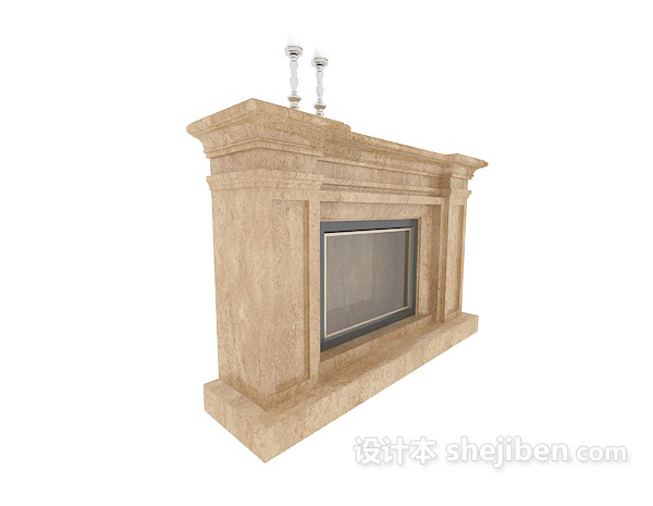 现代家居壁炉3d模型下载