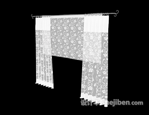 白色家居窗帘3d模型下载