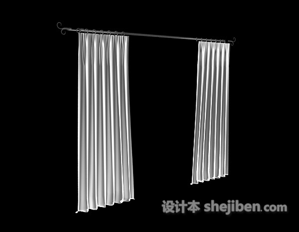 纯白色窗帘3d模型下载