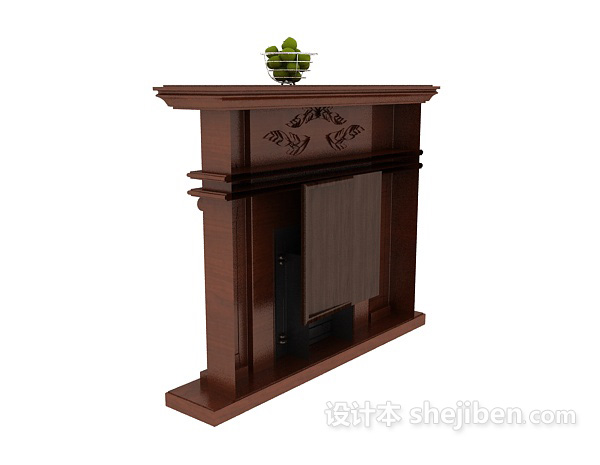 棕色石材壁炉3d模型下载