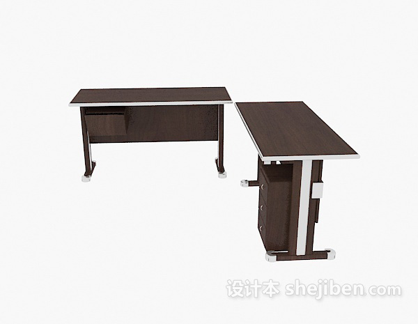 实木办公接待桌3d模型下载