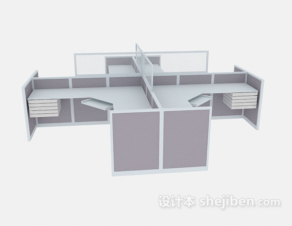 组合办公桌单元3d模型下载
