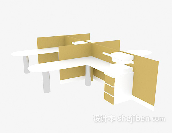 间隔办公桌3d模型下载