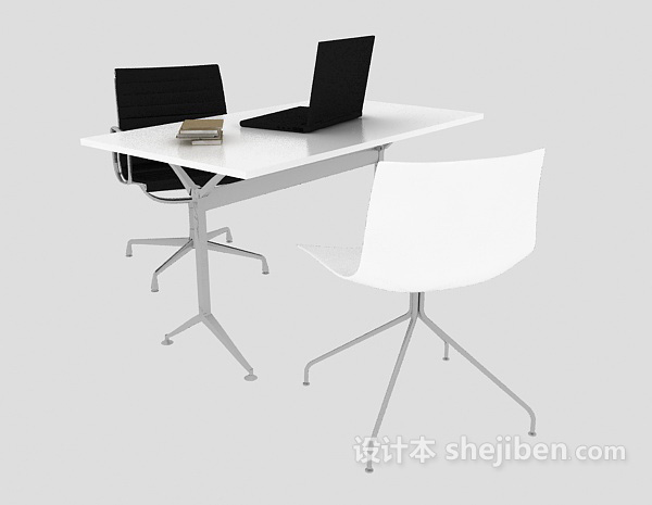 简约风格办公桌3d模型下载
