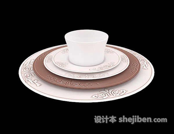 茶杯碗碟3d模型下载