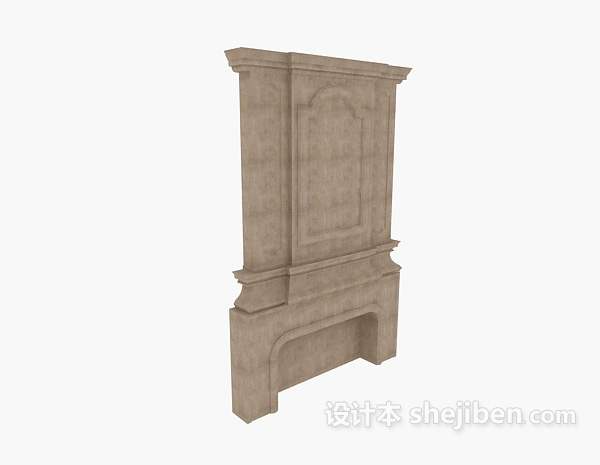 家居壁炉墙3d模型下载