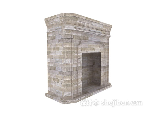 清新简约壁炉3d模型下载