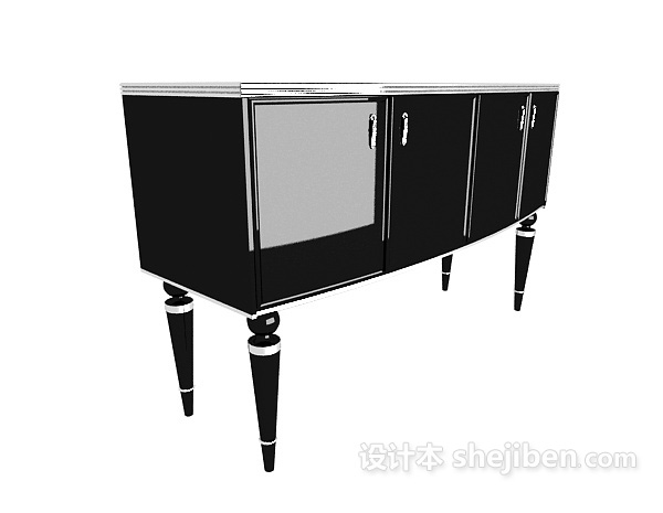 简约家居黑色边柜3d模型下载