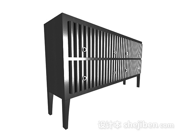 黑色现代边柜3d模型下载