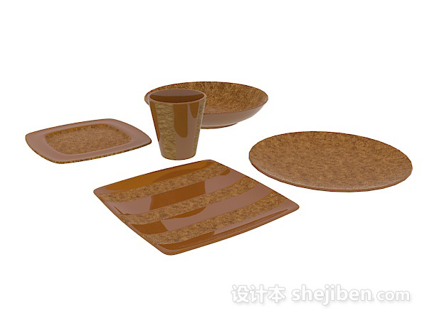 棕色碗杯3d模型下载