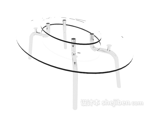 家居透明玻璃茶几3d模型下载