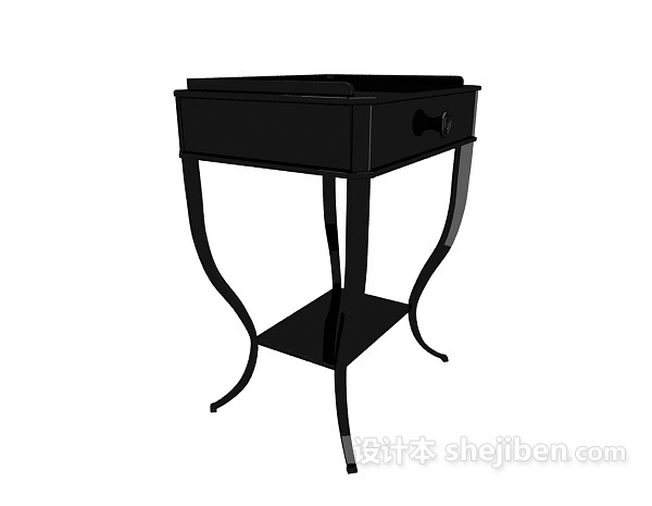 黑色欧式边柜3d模型下载