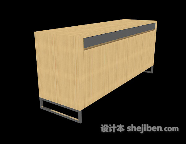 现代实木简约边柜3d模型下载