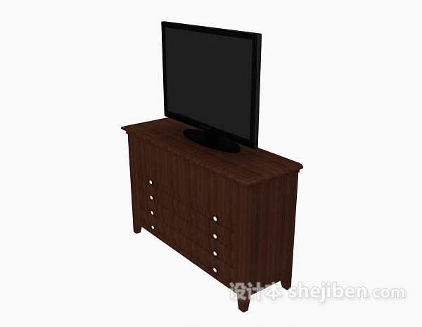 实木家居厅柜3d模型下载