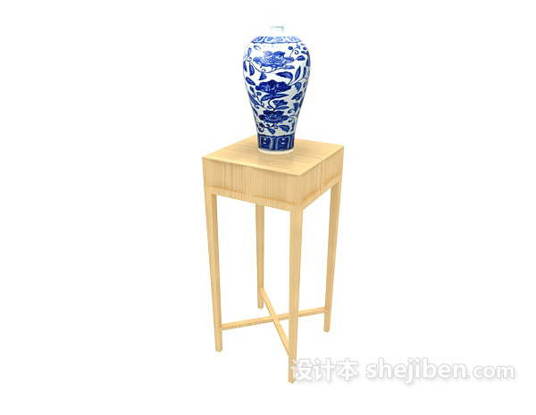 现代实木摆设架3d模型下载
