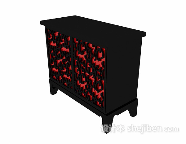 实木家居边柜3d模型下载
